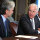 Then-Vice President Joe Biden (C) speaking with John Riccitiello, then CEO of Electronic Arts (L), and Mike Gallagher, then CEO of the Entertainment Software Association (R), in 2013.